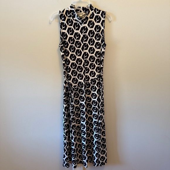 Boden Dresses & Skirts - Boden Black & White Geometric Sleeveless Midi Dress Size 6